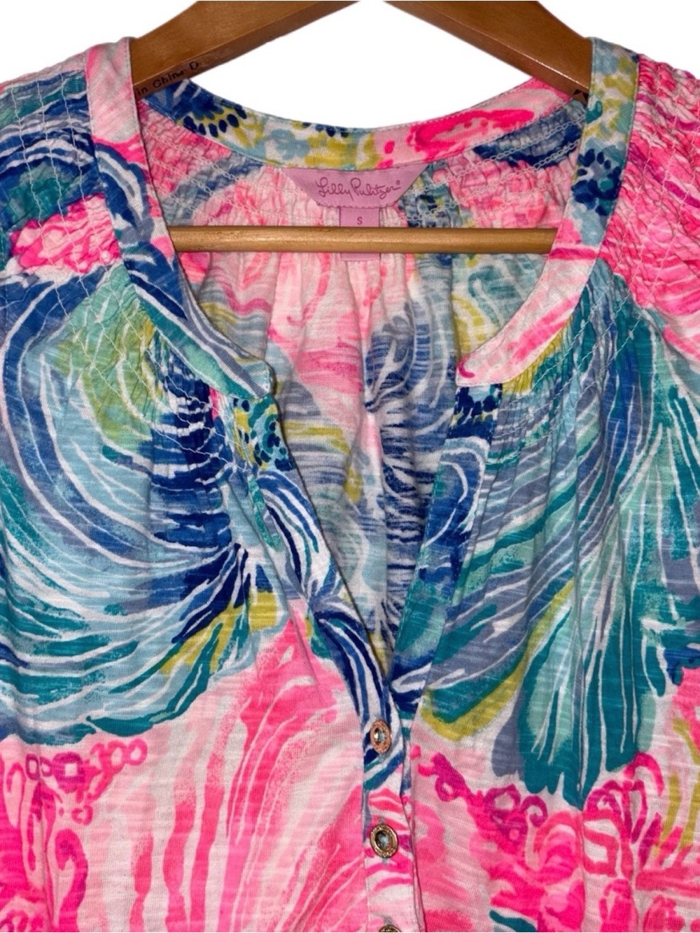 Lilly Pulitzer Essie Shift Dress Beach Please Size Small Cotton Modal - Picture 3 of 6